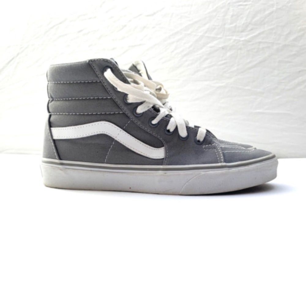 Vans Classic Hightop Canvas Skateboard Shoe Grey White US Women 8.5 Men 7 EU39